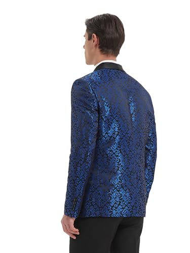 Mens Slim Fit Suit Jacket Tuxedo Blazer Flap Pockets Jacquard Shawl Lapel Shirt Bow Tie Prom Wedding Business Dinner2