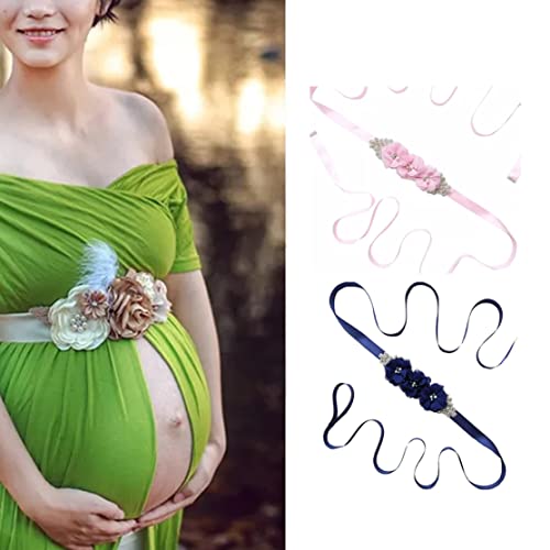 Bridal Wedding Bridesmaid Dresses Belts For Women Waistband Maternity Pearl Flower Photography Props Bridesmaid and Flower Girls Sash Belt Wedding Maternity Baby Shower Navy Blue, womens belt3