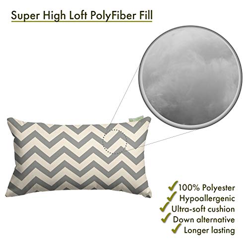 Majestic Home Goods Gray Chevron Indoor / Outdoor Small Throw Pillow 20" L X 5" W X 12" H #TOP1