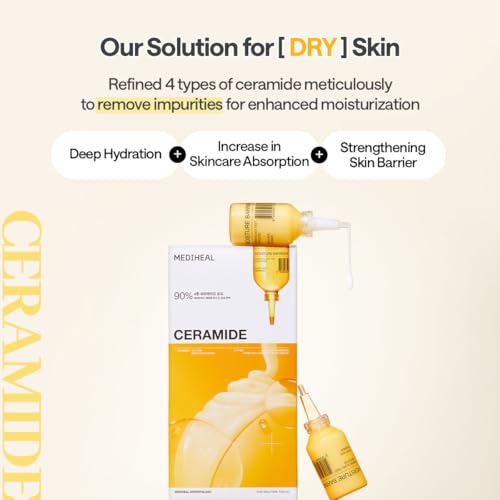 Image of MEDIHEAL Ceramide Essential Mask Moisture Barrier (1 Sheet) Korean Hydrating Sheet Mask with 90% Pure Ceramide Liposome Technology for Deep Moisture, Skin Barrier Repair, Dry Skin Care, Soothing K-Beauty Facial Mask