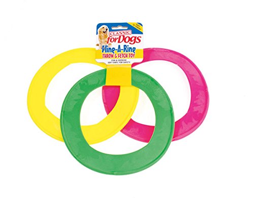 Classic Vinyl Fling A Ring 220mm (Pack of 12) - Dog Chew Toy - Fetch Toy - Adult Dogs - All Breed Sizes - Outdoor Use