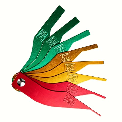 Xuphuyb Brake Lining Thickness Gauges, Brake Pad Measuring Tool, Color Coded Brake Pad Measuring Ruler, SAE & Metric Steel Disc Drum Brake Measurement Tool for Quickly Measuring Disc and Drum