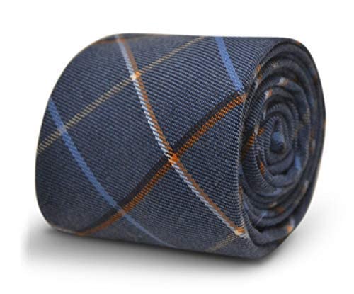 Frederick Thomas Dark Royal Blue Check Tweed Tie for Men’s, 147cm Length Classic Necktie Ideal for Office, Wedding or Formal Events, Classic 6.5cm Width