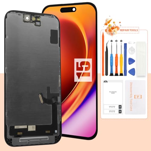 Écran iPhone 15 LCD tactile noir bloc assemblé Incell A3090 pour réparation vitre cassée