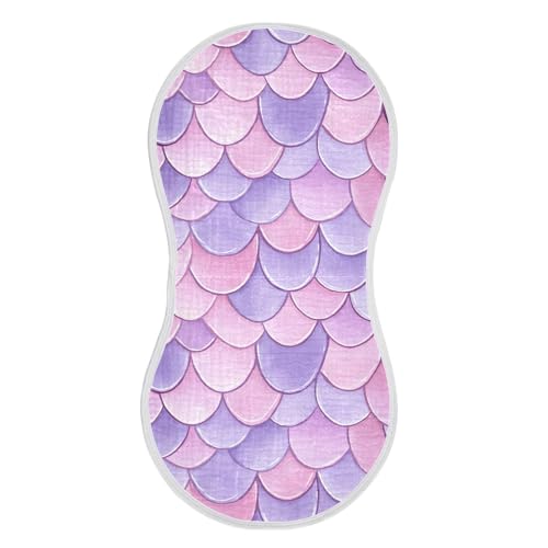 xigua Mermaid Scales Baby Burp Cloths for Newborn Boys and Girls 4 Pack, Soft & Absorbent Cotton Baby Burp Cloth, Baby Washcloths, Newborn Towel, Burp Rags