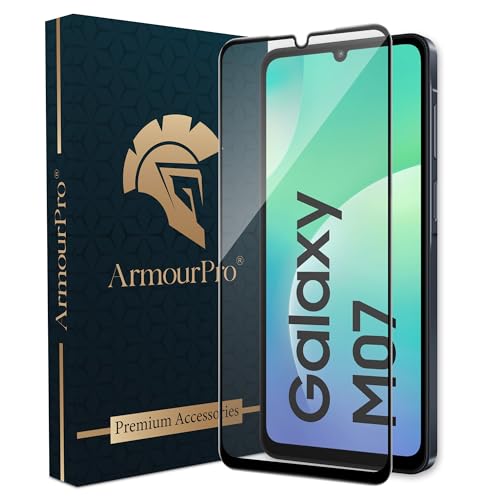 Image of ArmourPro Military-Grade Tempered Glass for Samsung Galaxy M07, A07, M17e, F70E and F07 - 9H Anti Scratch, Edge-to-Edge Coverage, HD Clarity, Smooth Touch, Case Friendly, Easy Installation Kit with Cable Protector