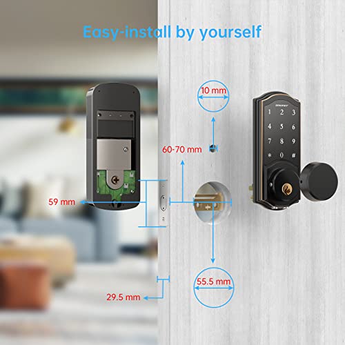 Smart Wifi Lock Set- Smonet Bluetooth Smart Lock Electronic Digital Smart Deadbolt,Keyless Entry Door Lock With Keypads,Gateway Hub Included, Work With Alexa,App,Code For Home Front Door,Black #TOP5