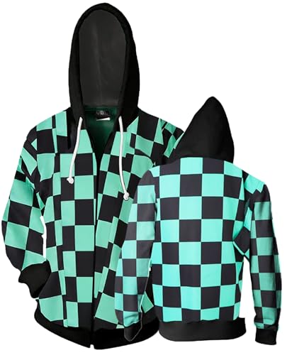 Baycon Green Hoodies Cosplay Costume Zip up Jacket Sweatshirt Top