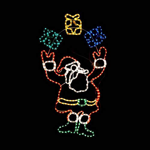 LED Santa Claus Juggling Presents Christmas Rope Light 79x39cm