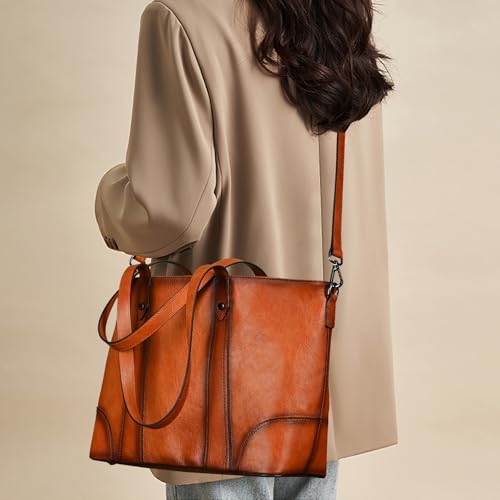 Image of Women's Leather Tote Office Shoulder Bags Mommy Bags Handbags and Crossbody Bags