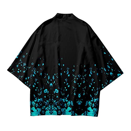 Image of HAORUN Men Japanese Kimono Coat Loose Yukata Outwear Long Bathrobe Tops Vintage