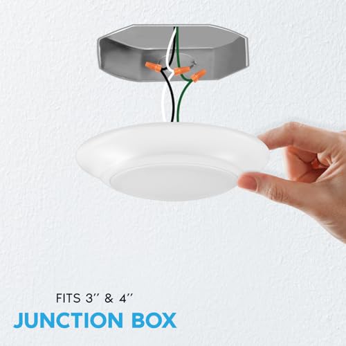 LUXRITE 4 Inch LED Disk Lights, Dimmable Flush Mount Ceiling Light, 5CCT Selectable 2700K 3000K 3500K 4000K 5000K, 11W, 800LM, Surface Mount Light Fixture, Damp Rated, ETL by LUXRITE - Used condition - Image 6