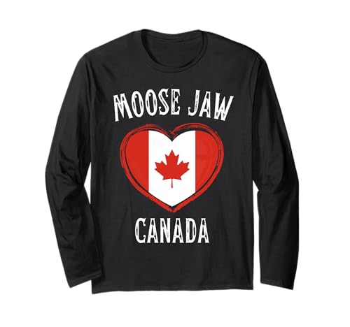 Canada Flag Heart Moose Jaw City Manga Larga