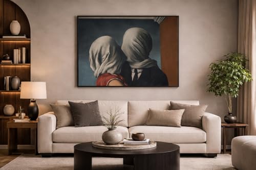Magritte Les amoureux toile anti-décoloration pour raviver un mur blanc