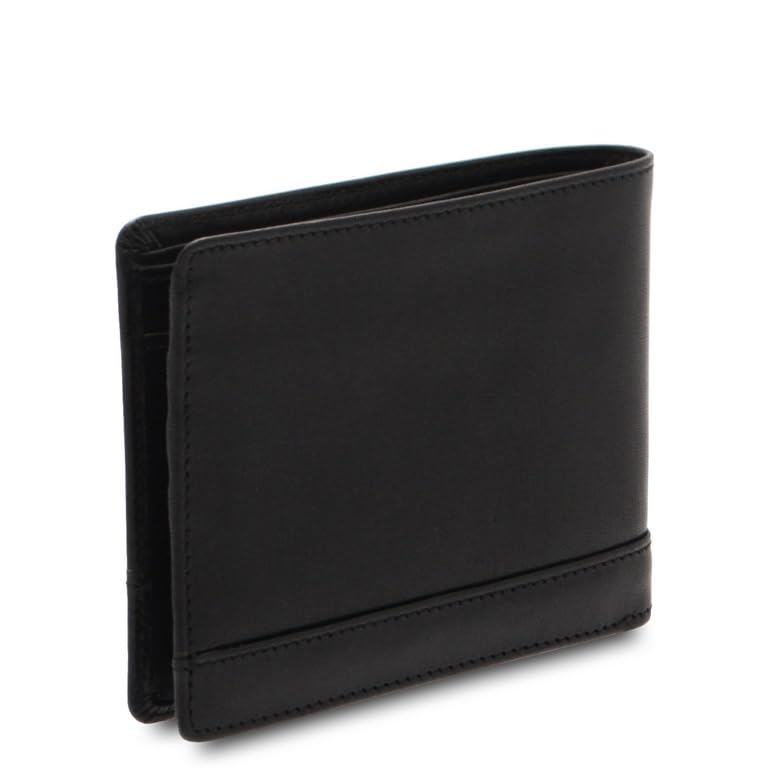 Giudi ® - Portafoglio Uomo in pelle vacchetta, portamonete, porta documento, porta tessere, porta carte, Made in Italy, classico (Nero)