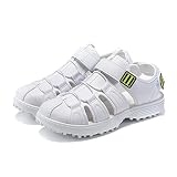 LZQpearl Golfsandalen, Unisex Sommer Golfschuhe Mit Stacheln, Klassische rutschfeste Schnürstiefel, Professionelle Golf Sport Turnschuhe, Schnell Trocknende, Schützende Zehenkappe (43,White)