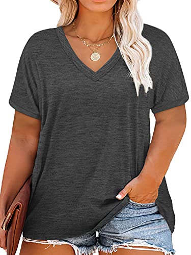 Image of DOLNINE Plus-Size Tops for Women Casual Short Sleeve Color Block T-Shirts