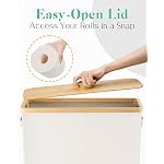 Toilet Paper Storage Stand, Toilet Paper Basket with Lid for 12-Roll Standard Toilet Paper Holder, Bamboo Toilet Paper Organizer for Bathroom with Footbase Ultimate Bathroom Organizer (Beige) - Image 4