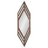 Kate and Laurel Vayga Bohemian Geometric Decorative Wall Mirror, 14 x 42, Natural, Modern Hexagon Mirror for Wall