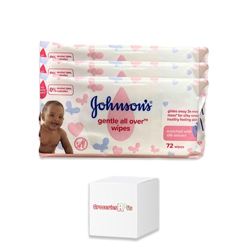 Johnsons Gentle All Over Baby Skincare Wipes - 72 Wipes pack of 3