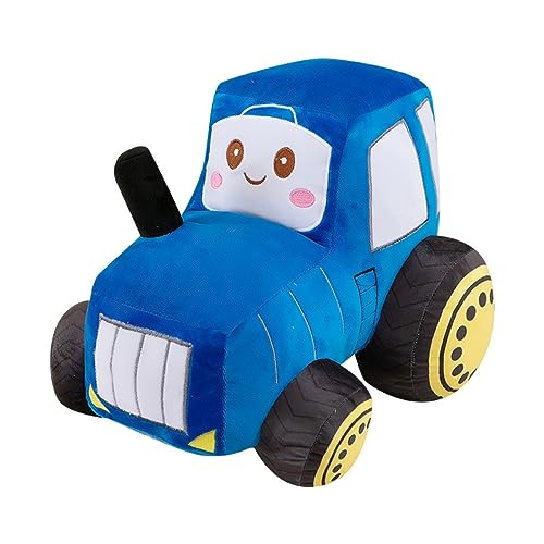 Image of Car Plush Toy Soft Stuffed Car Plush Pillow Toy CuteTractor Cartoon Throw Pillow Plushie Gifts for Kids Birthday Christmas Party (Tractor Blue)