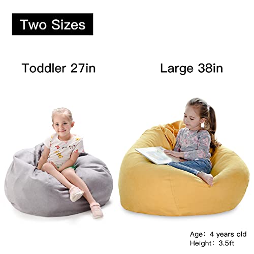 Yuppielife Stuffed Animals Bean Bag Chair Cover Candy-Colored Bean Bag（Just Cover, No Filling）/Extra Large Stuff 'N Sit Organization/Toy Storage Bag/Kids Toys Organizer（38'',Orangered） #TOP5