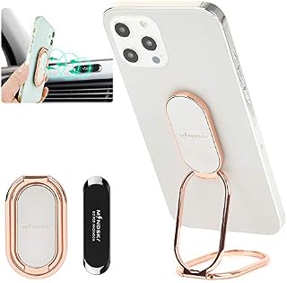 Mindsky Phone Ring Holder Finger Kickstand 360°Rotation Ultra-Thin Cell Phone Back Grip Foldable Cellphone Stand Compatible with iPhone iPad Smartphones Tablets (with Universal Magnetic Car Mount)