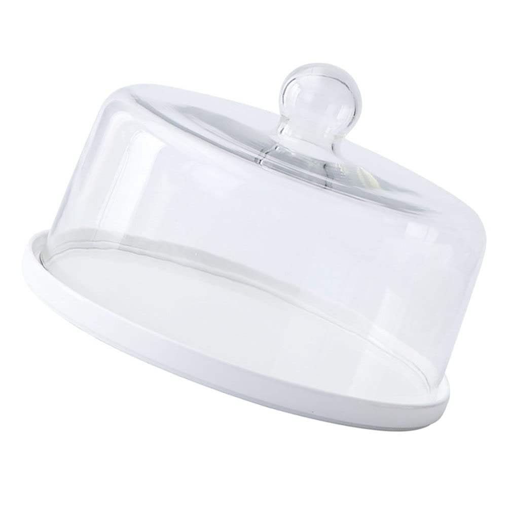 Élégant plateau à dessert en verre pour mariages, fêtes et événements - Cloche en verre pour gâteaux, pâtisseries et assiettes à dîner - Décoration parfaite pour réception de mariage