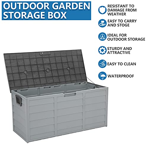 Westhl Resin Deck Box,75 Gallon 260L Outdoor Garden Plastic Storage Deck Box Chest Tools Cushions Toys Lockable Seat (Grey) #TOP2