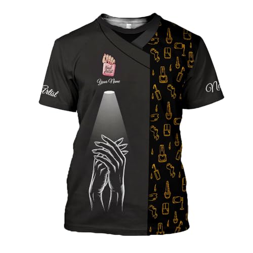 Personalized Nail Tech Shirts for Women, Nail Tech Uniform Gift for Manicurist, Nail Polish Shirt for Nail Technician Gift 19 Multicolor