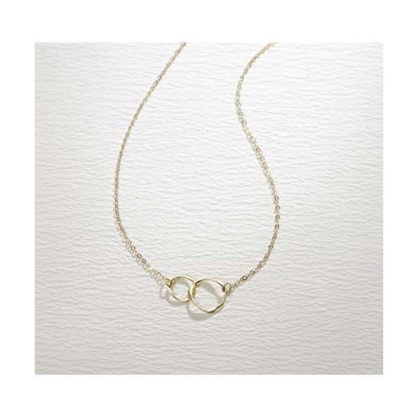 AGVANA 14K Real Gold Necklace Bracelet for Women Two Interlocking Eternity Circles Mother Daughter Necklace Bracelet Fine Jewelry Birthday Gifts for Women Mom Wife Her - Image 6