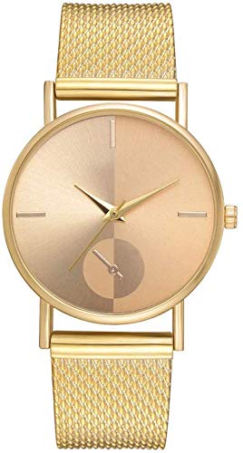 Damenuhr Quarzuhr Klassisches Design Armbanduhr mit rundem Zifferblatt für Elegante weibliche Büro Damen, Gold