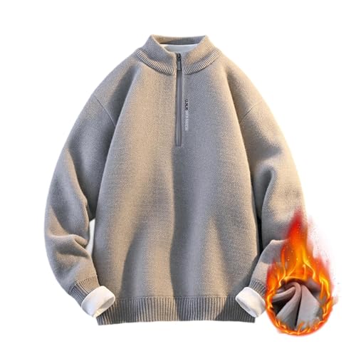Men's Quarter Zip Up Pullover Sweater Fall Winter Warm Fleece Lined Slim Lightweight Mock Neck Long Sleeve Sweaters2