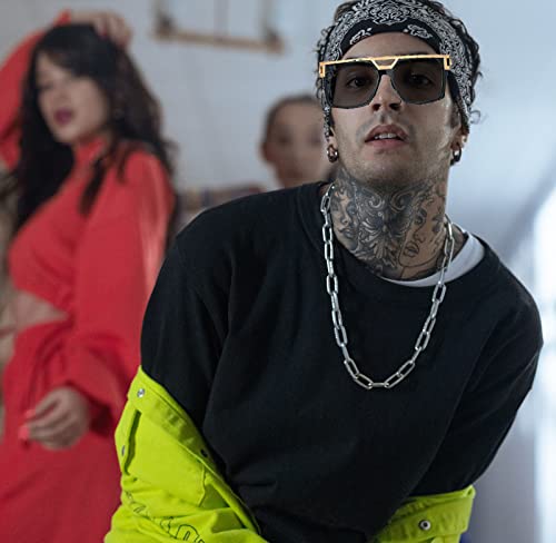 Facath 2 Pair 80S/90S Women Hip Hop Costume Kit Rapper Dj Sunglass For Girls, Lassic Oversized Hippie Glasses For 80S 90S Hip Hop Costume, Square Retro Gold Frame Hip Hop Glasses (Black&Clear) #TOP5