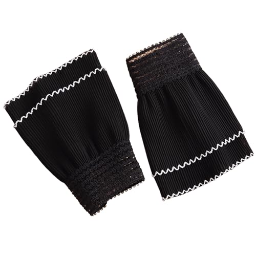 Image of Chiffon Wrist Cuffs for Women, Ruffled Pleated Fake Sleeves Elastic Detachable Hand Cuffs for Sweater Blouse Coat