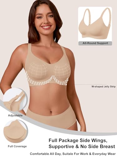 COCOMARTS Jelly Bras for Women No Underwire Full Coverage Push Up Bra Wireless Seamless Bra Comfortable Tshirt Bralettes Nude X-Large — view 2