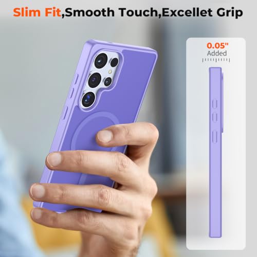 Image of SUPFINE Magnetic for Samsung Galaxy S25 Ultra Case with Screen Protector, (Built-in Magnets) (Military Grade Drop Protection) Slim Translucent Shockproof Phone Case,Purple