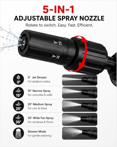Image of STARQ TurboFold Cordless Pressure Washer Gun 1.8 MPa Portable High Pressure Car Washer with 5 in 1 Rotating Nozzle High Speed Motor 4000mAh Type C Rechargeable Battery for Car Bike Home Cleaning