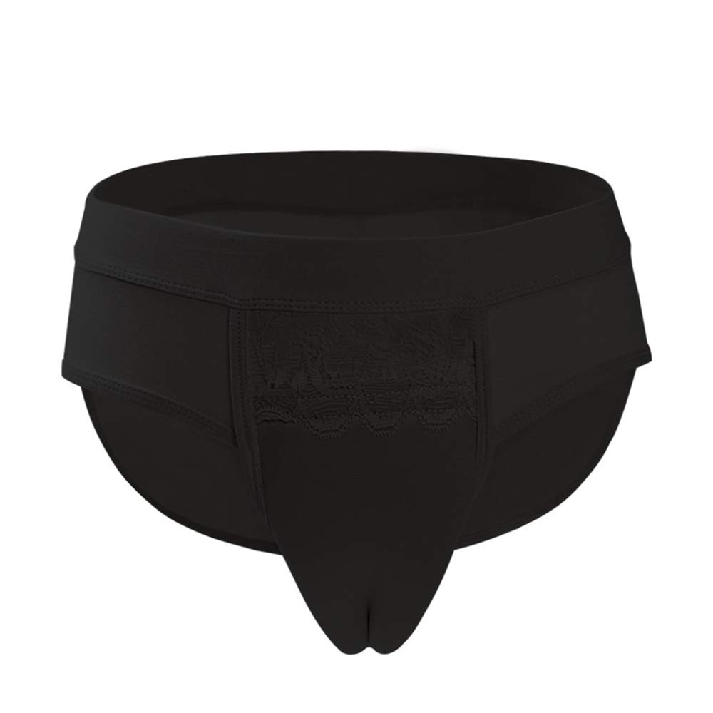 Baronhong Men's Black-Silicone Crossdresser Transvestite Hiding Gaff Panty Shaping Brief With Buttock Pads(,M)