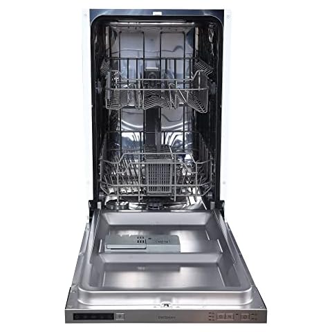 Statesman BDW4509 Integrated Slimline 9 Place Dishwasher, Half Load Wash Function, 3/6/9 Hour Timer, 45cm Wide, White Cover