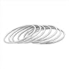 Edforce Stainless Steel Glossy Thin Round Bangle Bracelet Set for Women, Set of 7 (Silver, 7.8") #1