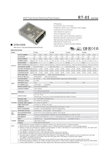 Alimentation à découpage triple sortie résout les baisses de tension RT-85 - 3