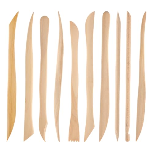 JIYIN 10 Piece Wooden Clay Sculpting Tool, 6'' Double Ended