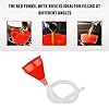 LSKASELUE 3 PCS Automotive Funnels Set, Wide Mouth Filling Funnel with Flexible Long Hose, Plastic Right Angle Funnel with Detachable Spout & Filter for Water Gasoline Coolant