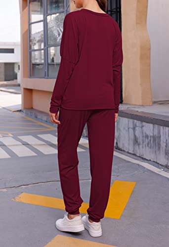 Fixmatti Womens Sweatsuits Pant And Shirt Set Leisure Wear Jogging Suit Burgundy 2Xl #TOP6