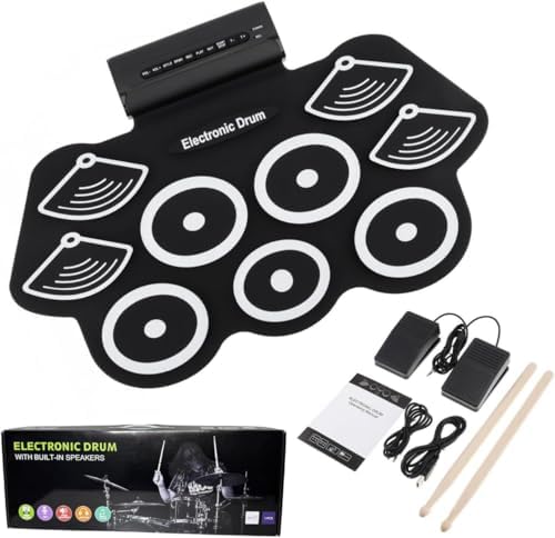 Bateria Eletrônica Musical Portátil com 9 Pads Sensíveis, Ritmos ...