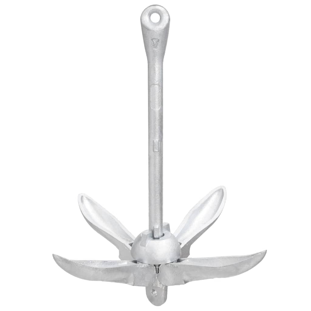 Mangloder - Anclaje plegable de hierro fundido galvanizado en caliente de 4 kg con 4 aletas para un agarre seguro en arena, barro o hierba, portátil, duradero, apto para kayaks, botes inflables