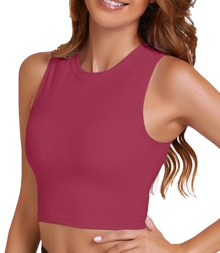 Image of Sports Bras for Women Removable Padded Athletic Yoga Running Crop Tops Sleeveless Gym Workout Tops