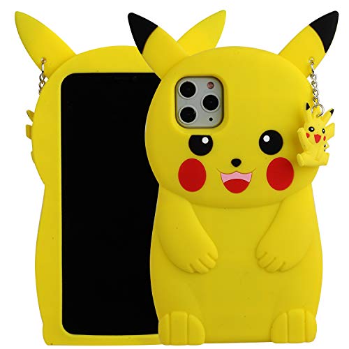 Phenix Color Cartoon Case for iPhone 11 6.1" 2019, Cartoon 3D Cute Soft Silicone Rubber Protective Gel Back Cover,Animated for Kids Girls (Pikachu, iPhone 11 6.1")