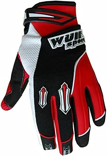WULFSPORT STRATOS MOTORCYCLE ADULT MX GLOVES MOTOCROSS OFF ROAD TRIALS ENDURO QUAD KART SKI DIRT BIKE ATV MTB BMX (L-10, Black & Red)